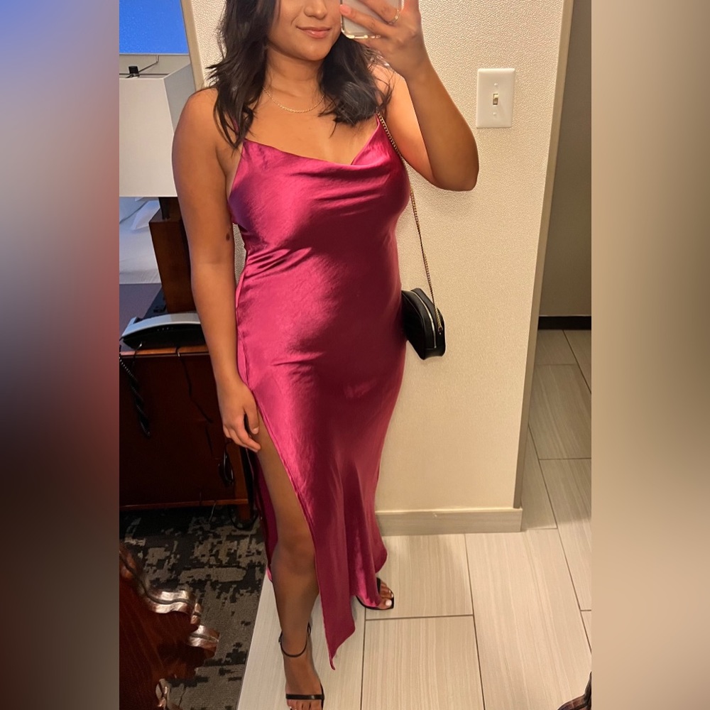 Cowl Neck Satin Dress